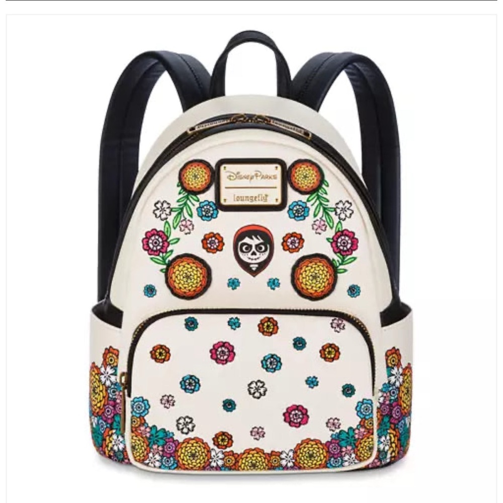 Loungefly White and Multicolor Floral Backpack